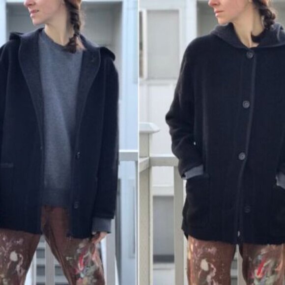 Vintage Mackintosh Wool Hooded Jacket L Cottagecore Boho Hippie Minimalist USA - Picture 1 of 13